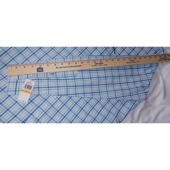 IZOD Performance Comfort Dress Shirt Men's sz S Blue Plaid Button Up - Picture 6 of 8